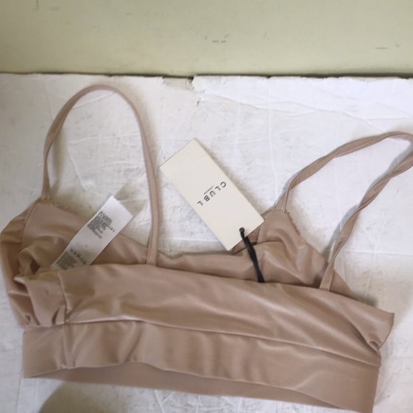 Clubl London NEW Bralette Nude Tank Bra Ruched Straps Stretch Wide Band Tan Tags - Picture 3 of 10